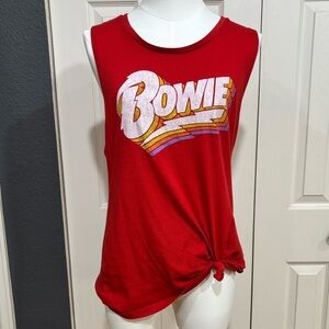 BOWIE Red Graphic Sleeveless/Muscle Tank/T-shirt, screen print